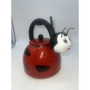Kamenstein Ladybug Whistling Tea Kettle Teapot Enamel Figural Great Condition